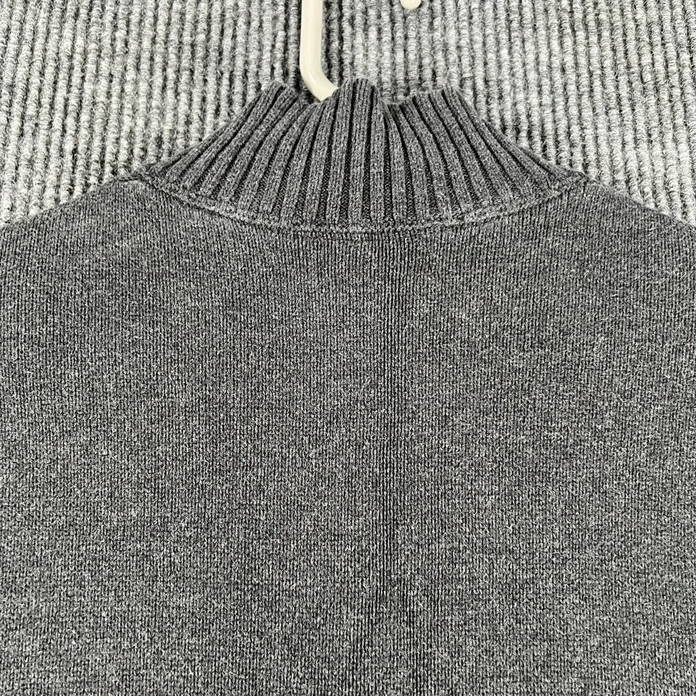 Banana Republic Sweater Mens Large Gray Long Sleeve Mock Neck 1/4 Button Up